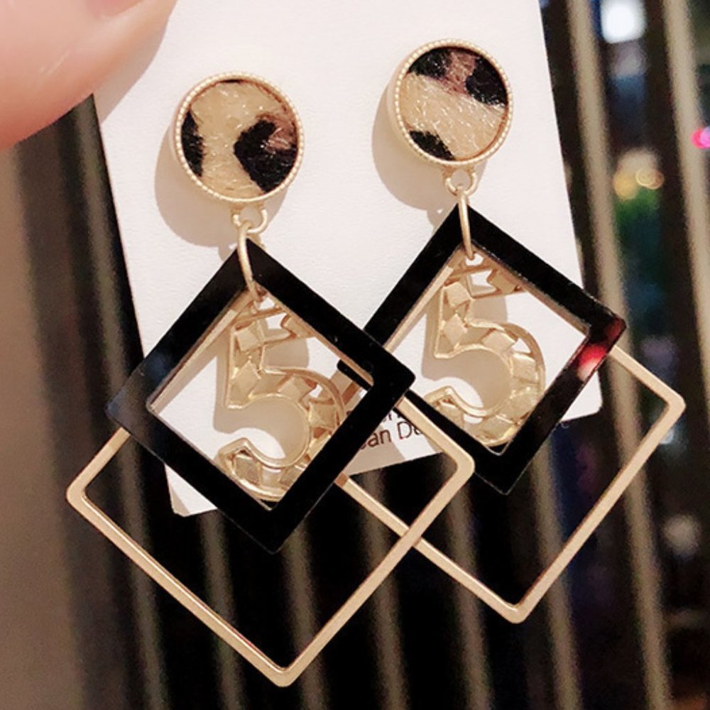 Unique Designed Large Square Earrings S925 / Sterling Silver Posts